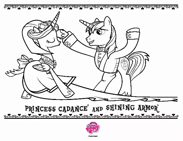 Princess Cadance & Shining Armor Colouring Sheet